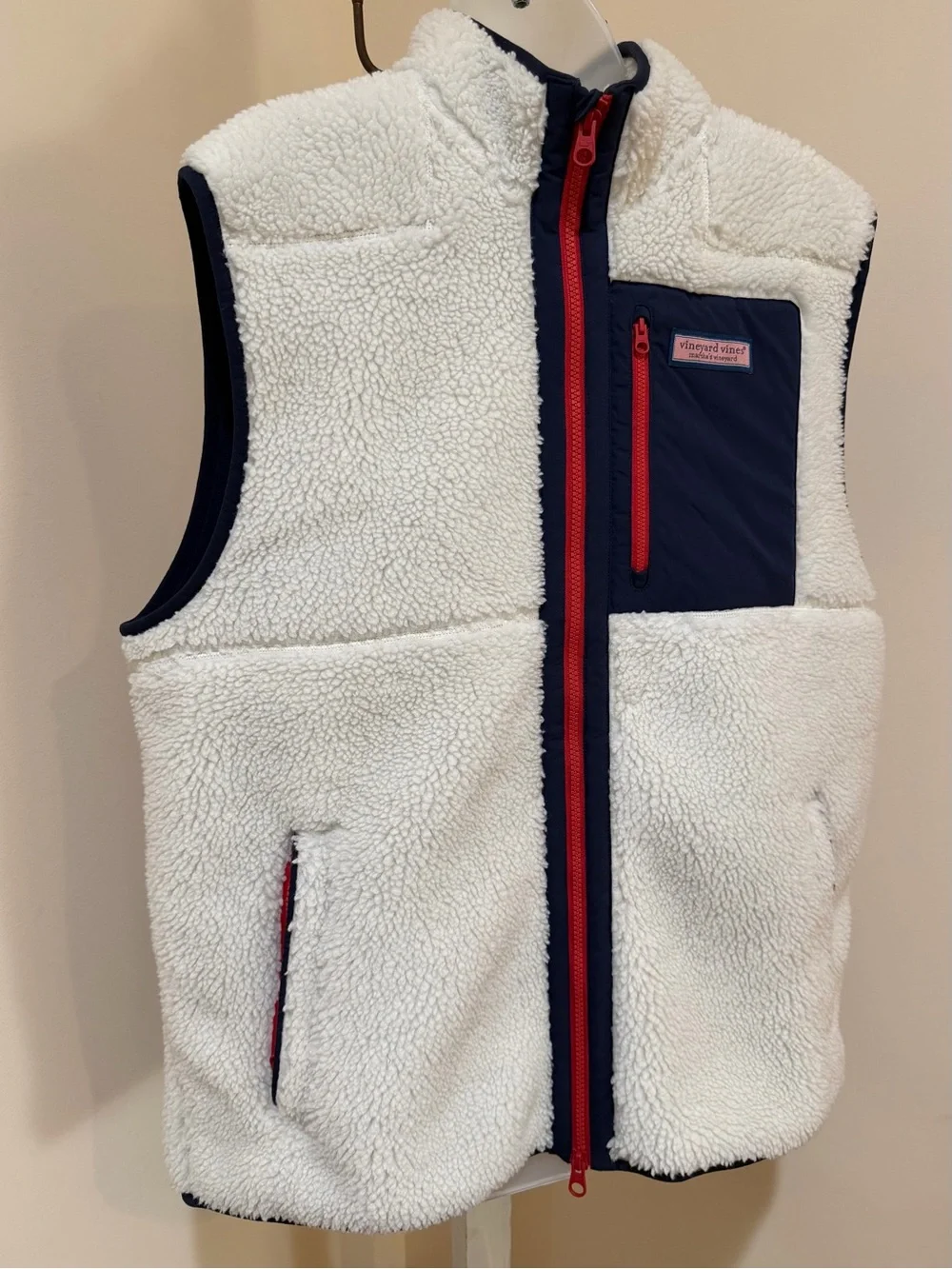 NEW VINEYARD VINES ON-THE-GO SUPER SHERPA FULL ZIP HIGH PILE VEST MARSHMALLOW LG